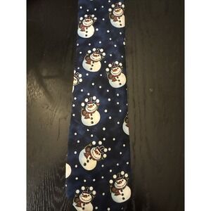 Hallmark‎ Yule Tie Greetings Christmas Silk Necktie Snowman Frosty Pattern